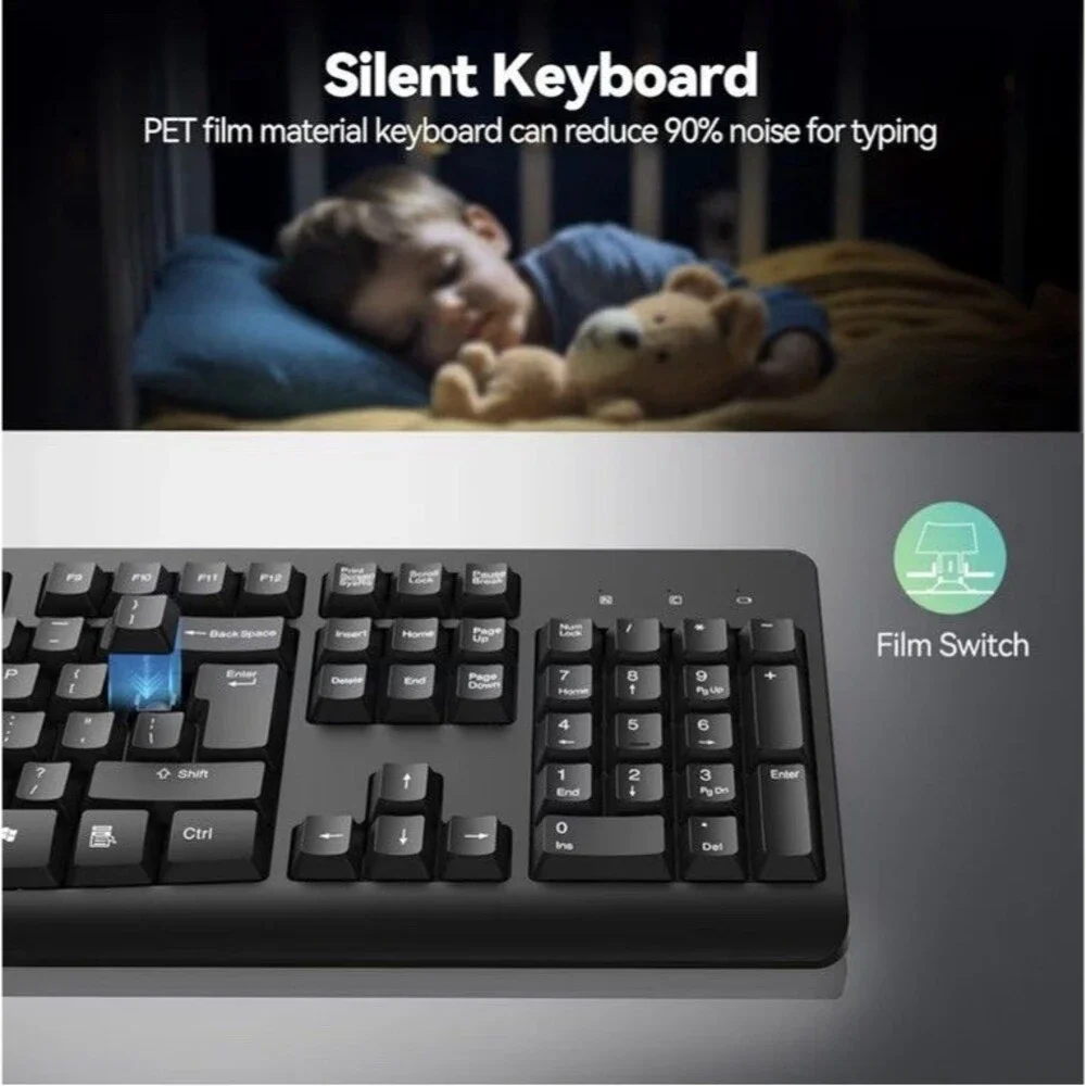 TECKNET Wireless Keyboard, 2.4G Silent Full-Size USB Keyboard with Number Pad...